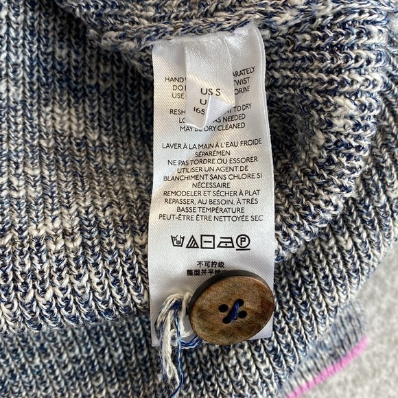 Pilcro "Washed" sweater vest academia pink trim S boxy heathered oversized - Picture 8 of 12